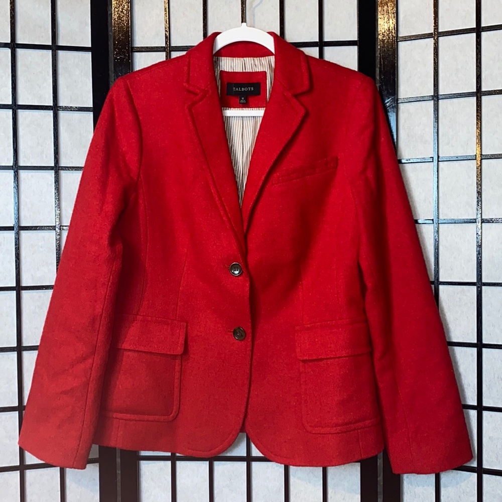 TALBOTS RED WOOD BLAZER SUIT JACKET
